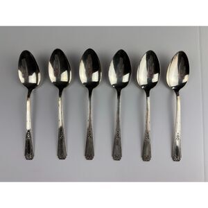 Vintage Wm Rogers & Son Art Deco Silverplate Plating Spoons, Set of 6 ~8.25"
